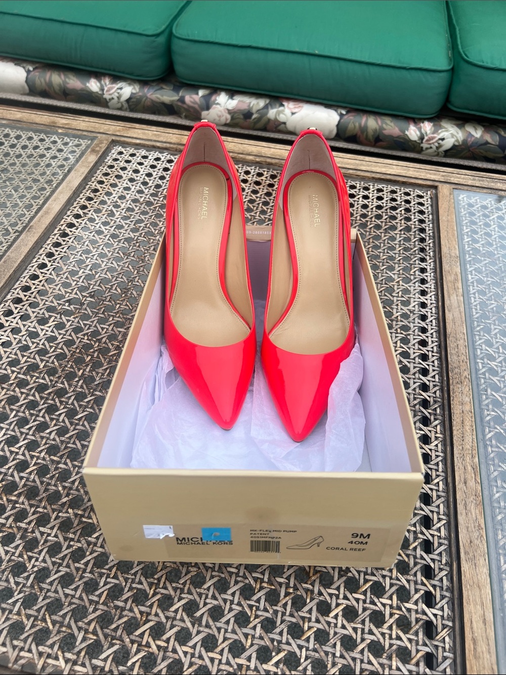 Michael Kors Coral Patent Pointed-Toe Pumps
